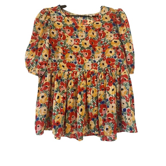 Umgee Red and Orange Blouse Vibrant Top - Picture 2 of 6